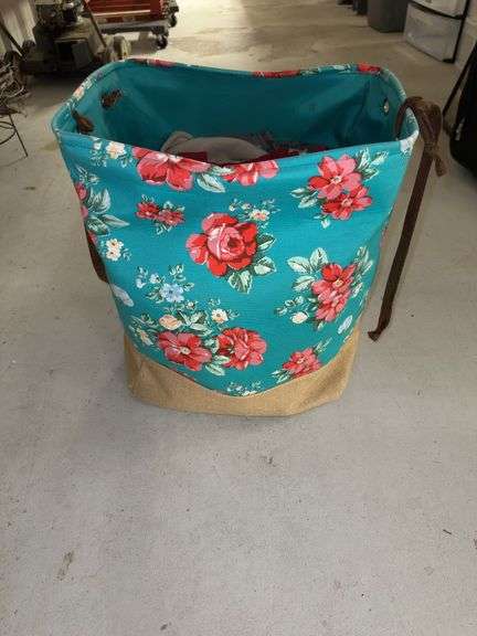 Floral Fabric Storage Bin with Contents image