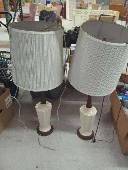 Pair of Table Lamps with White Shades image