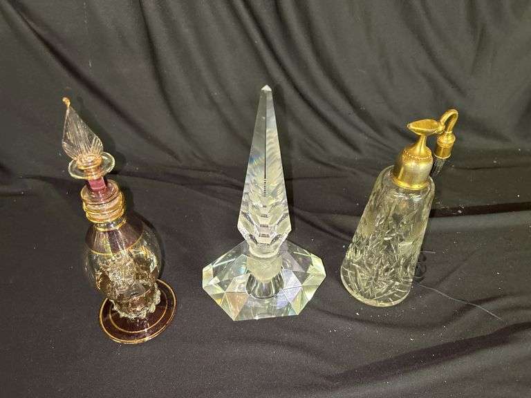 Collection of Three Decorative Glass Perfume Bottles image