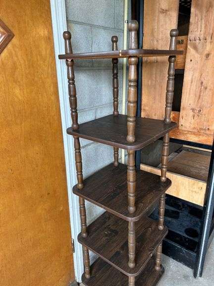 Dark Wood Five-Tier Display Shelf