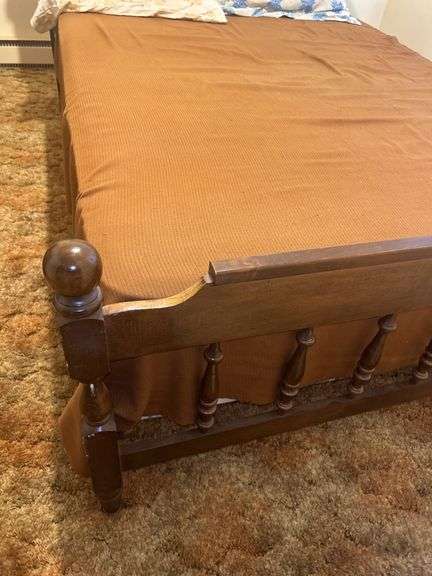 Full Size Bed Frame with Headboard and Matching Footboard