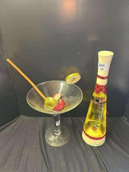 Decorative Martini Glass with Apple Slices and Decanter image