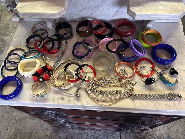 Collection of Costume Jewelry: Bangles, Bracelets, and Necklaces image