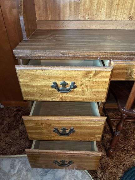 Wooden Desk with Hutch and Matching Chair