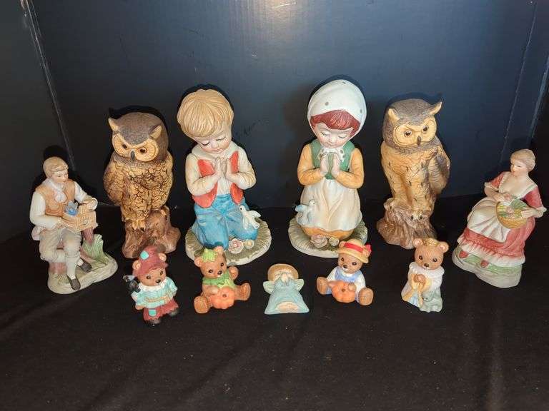 Ceramic Figurines - People, Owls, and Teddy Bears