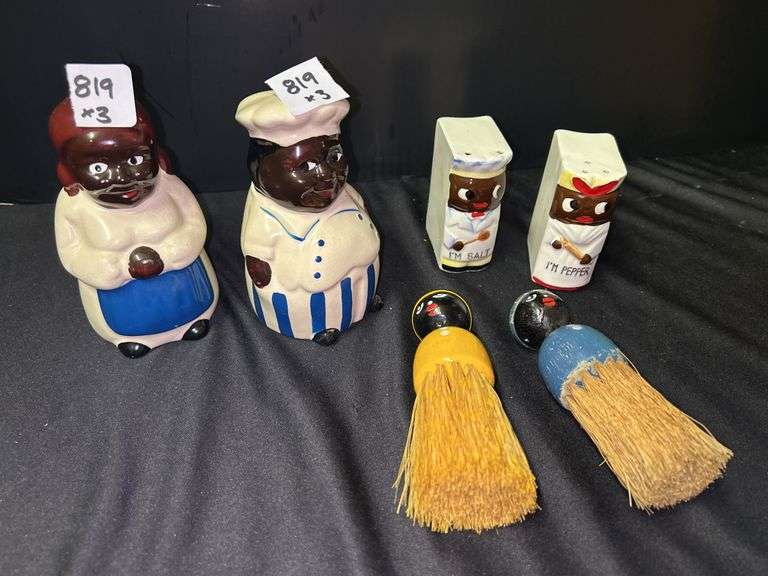 Lot of Chef Salt and Pepper Shakers & Brush Dolls image