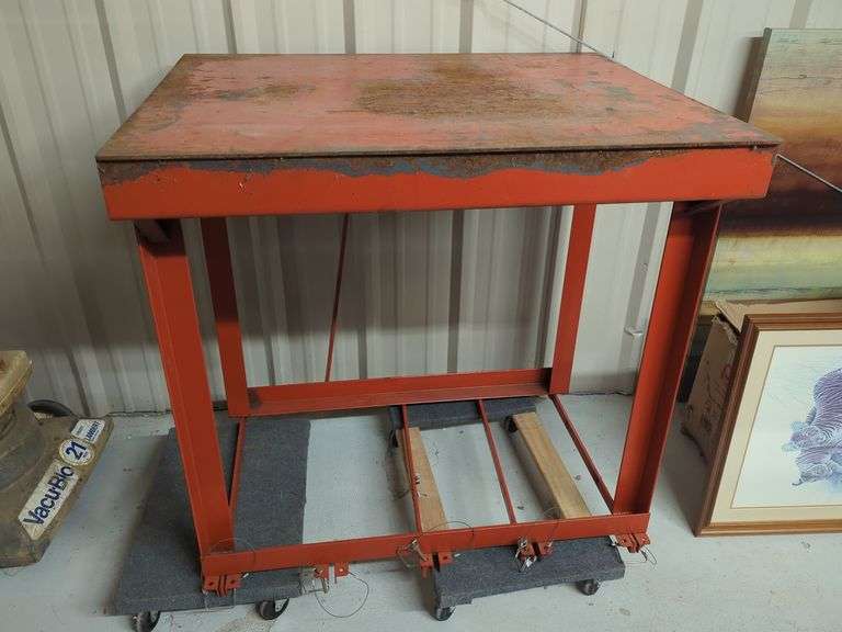 Industrial Metal Work Table on Casters image