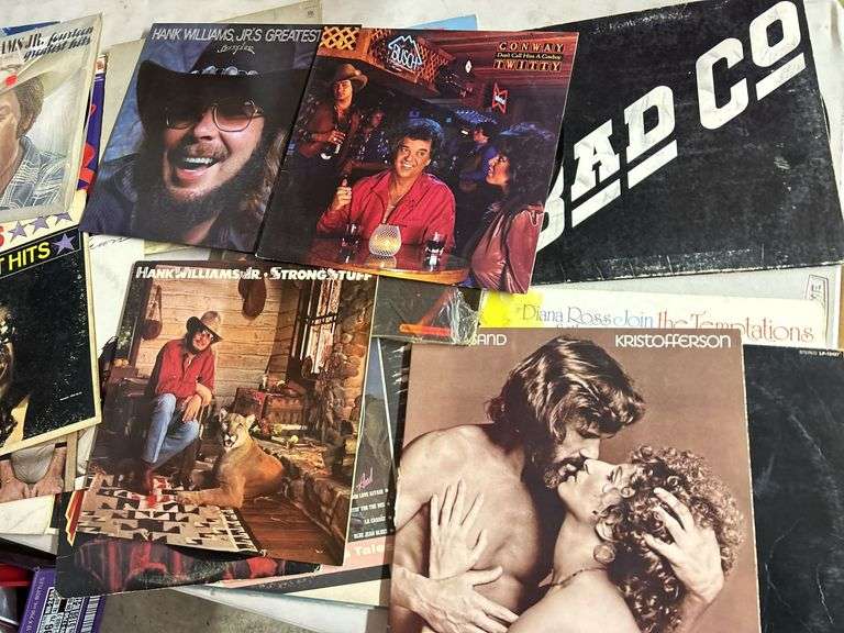 Collection of Assorted Vinyl Records - Hank Williams, Elvis, Ray Charles, Conway Twitty, Kristofferson, Bad Company, Diana Ross image