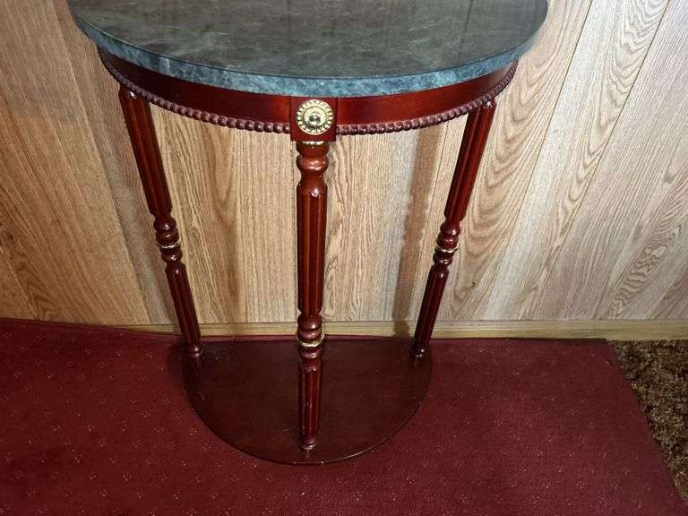 Hall Table with Marble Top and Rug