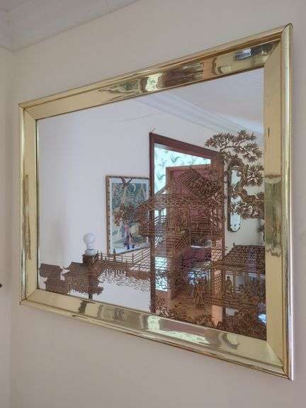 Decorative Asian-Themed Etched Mirror image
