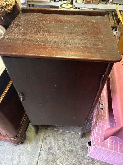 Small Wood Cabinet with Shelves image