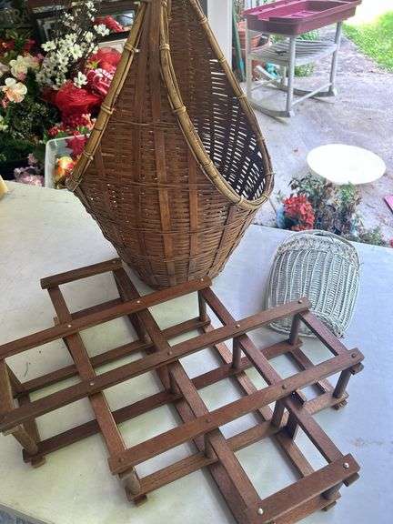 Assorted Baskets and Wood Rack image