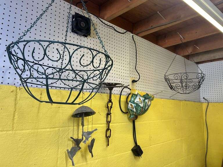 Assorted Hanging Garden Decorations - Baskets, Wind Chime, Ceramic Planter image