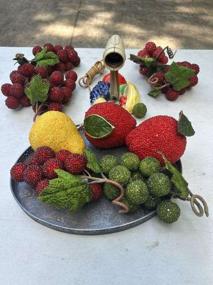 Mid-Century Fruit Lamp with Beaded Fruit image