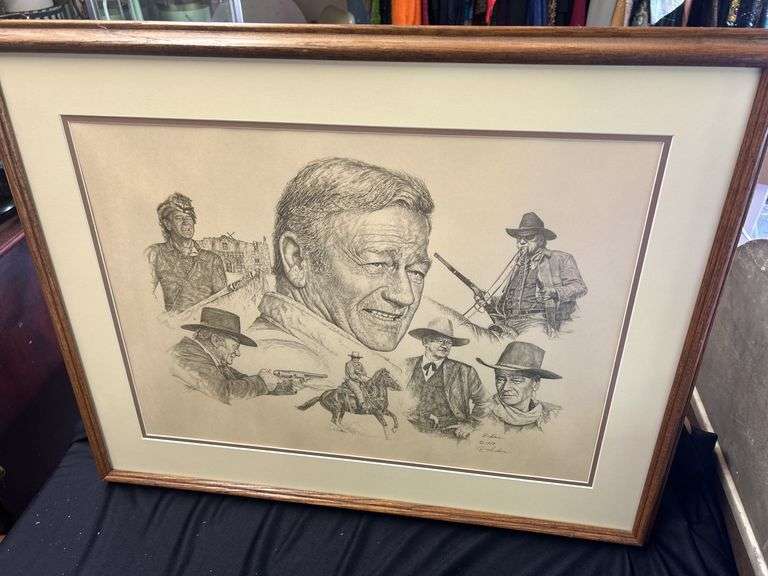 Framed John Wayne "Duke" Tribute Print by R. Adair - 1979 image