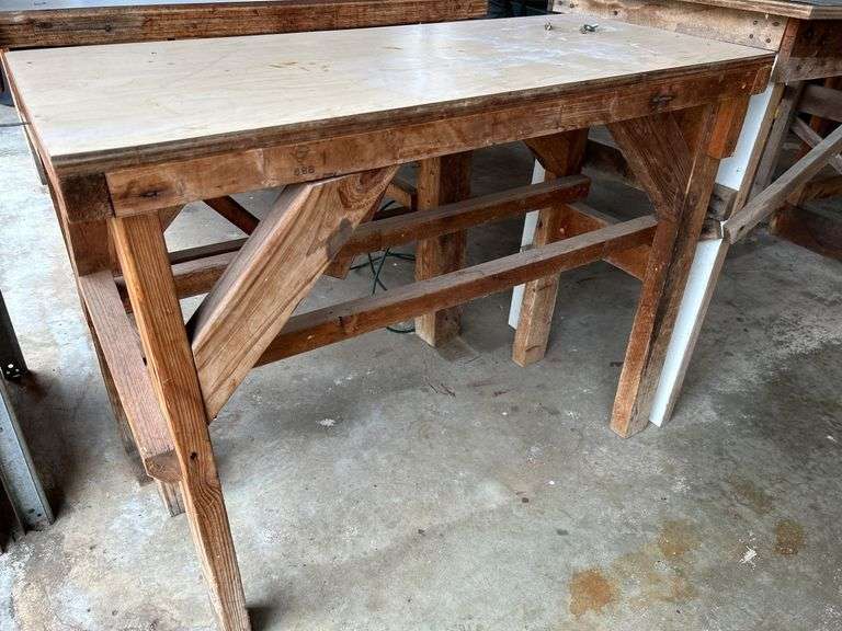 Set of Two Heavy-Duty Wood Work Tables