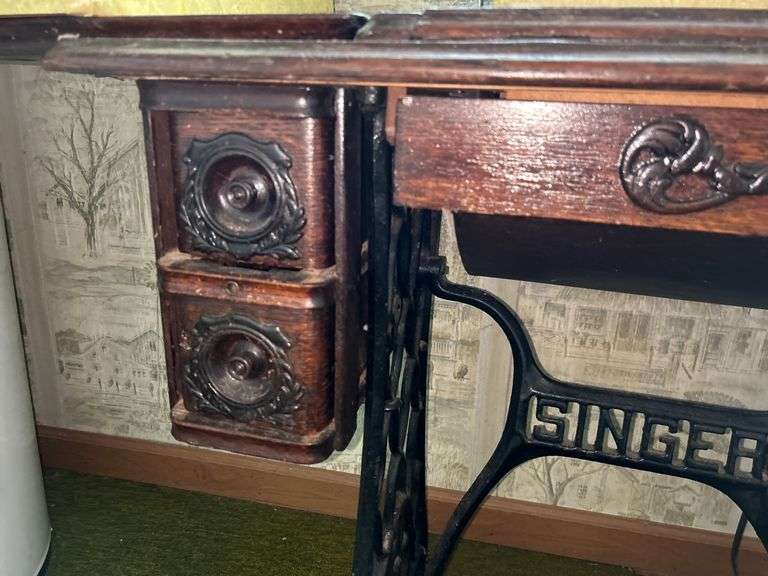 Singer Model 247 Sewing Machine with Treadle Base and Cabinet