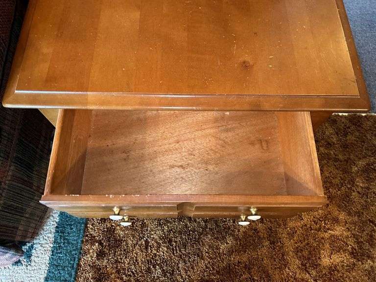 Wooden End Table with Drawers