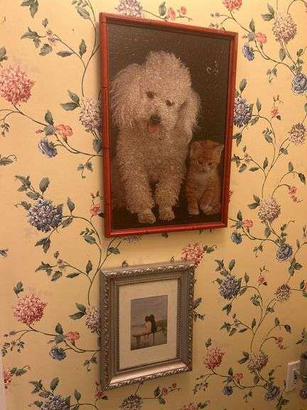 Framed Dog and Cat Puzzle and Framed Boy and Dog Print image