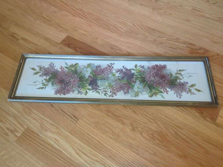 Framed Floral Print with Lilac Flowers image