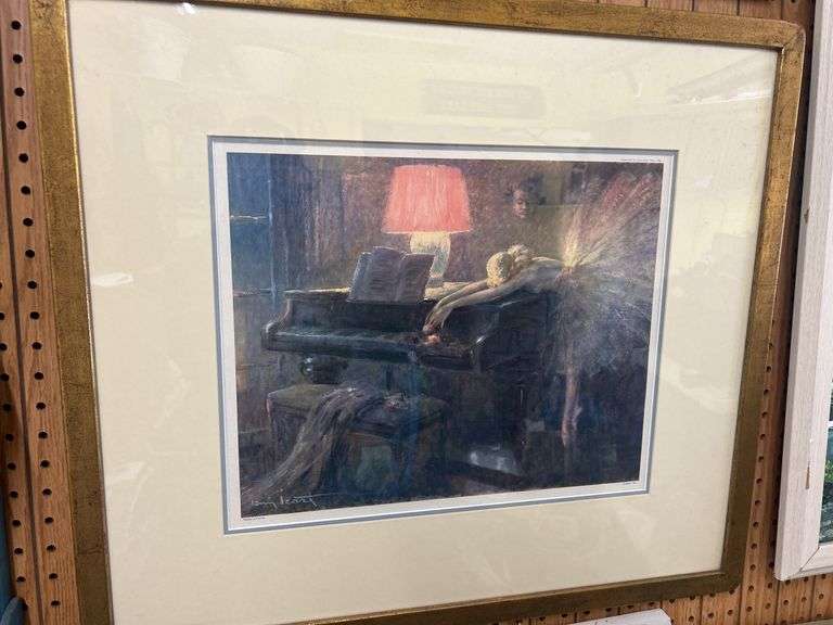 Framed Louis Icart Print - Ballerina at Piano image