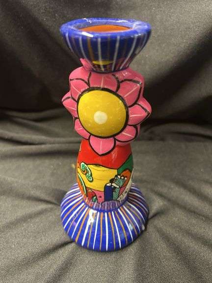 Hand Painted Mexican Pottery Candle Holder image