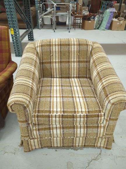 Upholstered Plaid Club Chair image