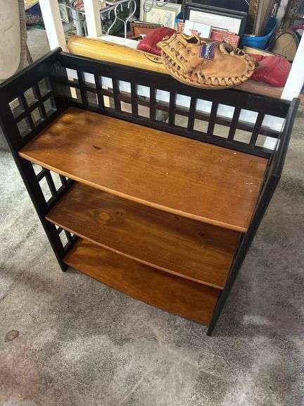 Black Wood Three Shelf Bookcase image