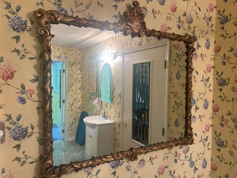 Ornate Gold Framed Wall Mirror image
