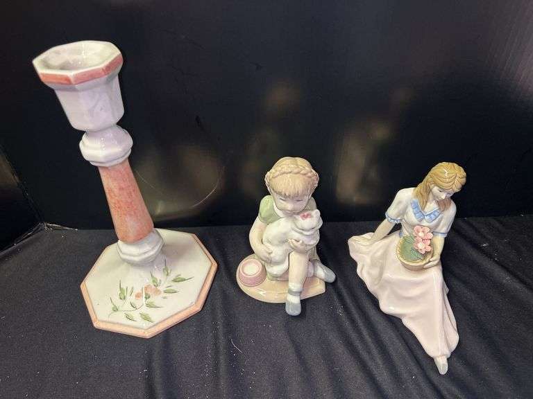 Collection of Decorative Porcelain Figurines and Candle Holder image