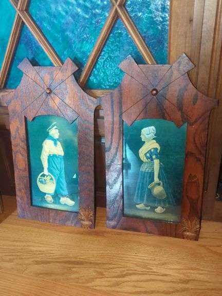 Pair of Dutch Boy and Girl Framed Pictures image