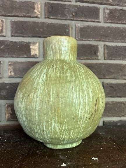 Green Ceramic Art Pottery Vase with Marked Base image