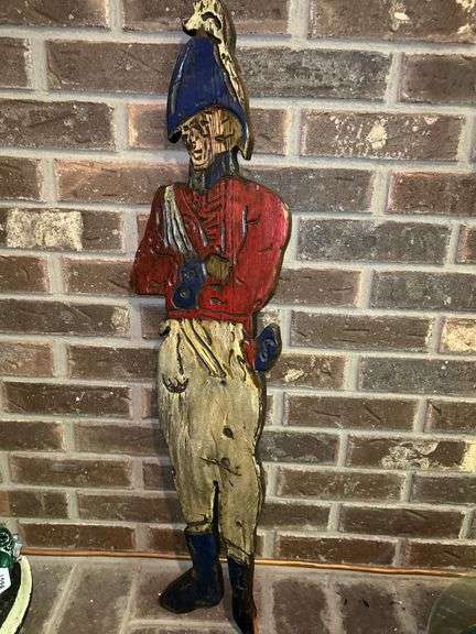 Hand Carved & Painted Wooden Soldier Wall Decor image