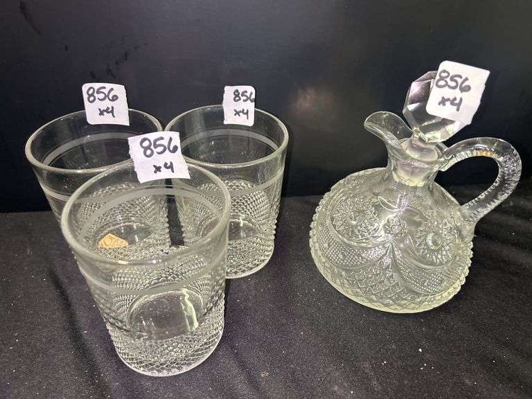 Pressed Glass Curet and Tumblers image