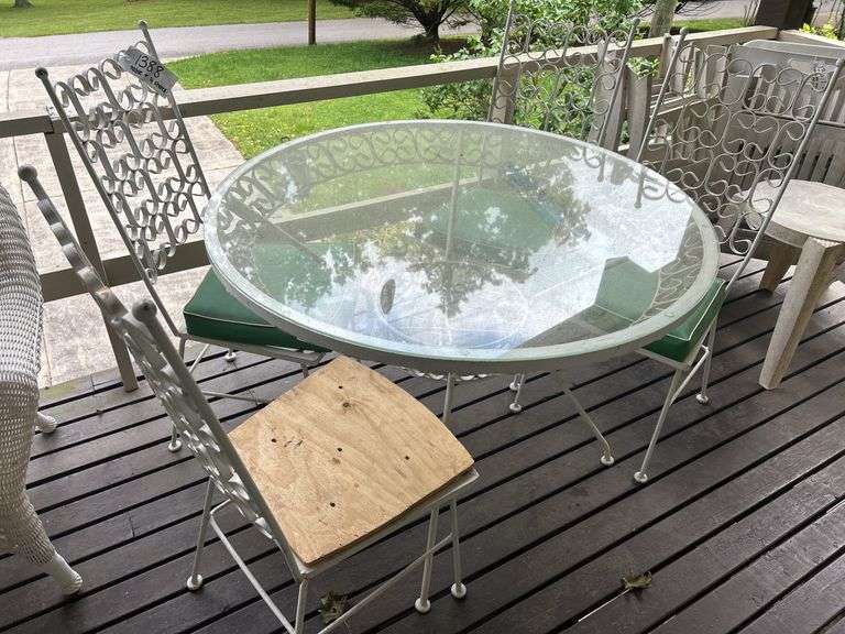 Outdoor Patio Set with Glass Table and Four Chairs image