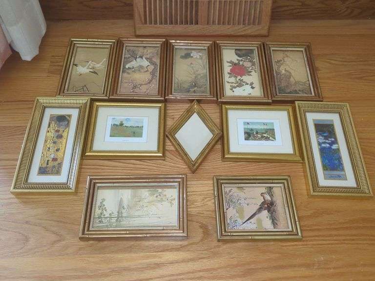 Collection of Framed Art Prints and a Small Framed Mirror image