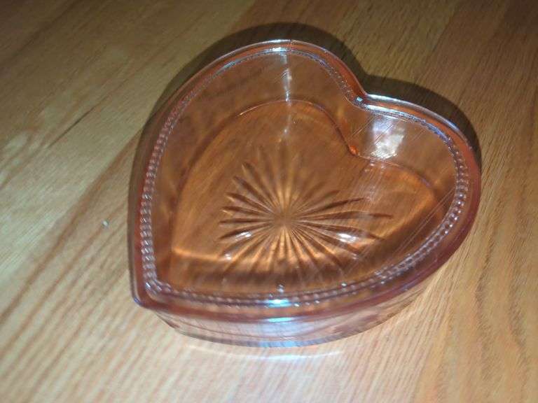 Pink Depression Glass Heart Shaped Dish image