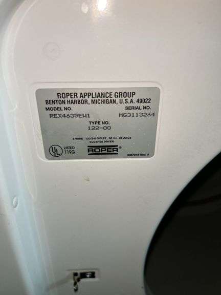 Roper Heavy Duty Extra Large Capacity Clothes Dryer