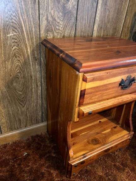 Wood End Table with Drawer and Shelf