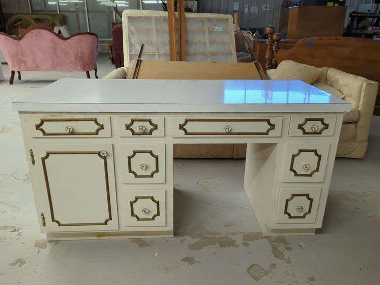 White & Gold Accent Desk image