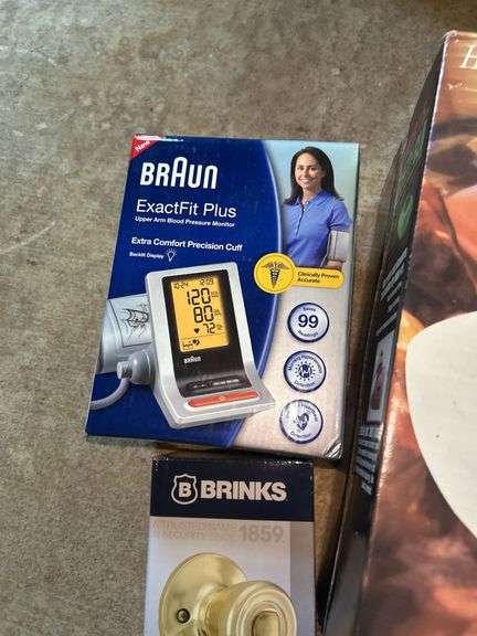 Braun Blood Pressure Monitor, Brinks Door Knob, Sunbeam Vaporizer, and Toastmaster Egg Cooker