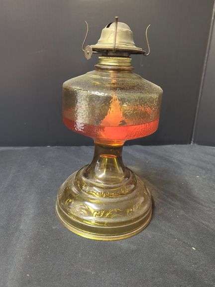Vintage Style Glass Kerosene Oil Lamp with Embossed Detailing image