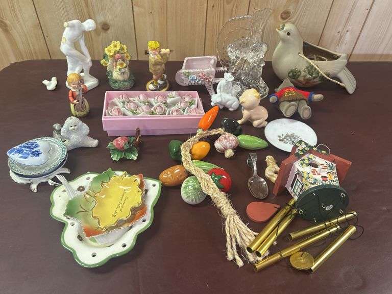 Assorted Decorative Collectibles, Figurines, Wind Chimes and More image