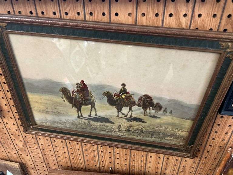 Framed Camel Caravan Print, Copyright 1903 image