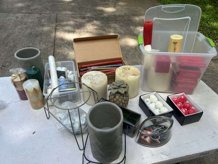Large Assortment of Candles, Votives, Tapers and Candle Holders image