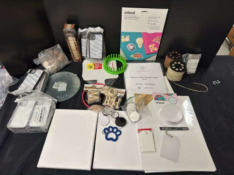 Craft Supplies Bundle: Cricut Paper, Decal Paper, Wood Letters, Phone Cases, Canvases, and More image