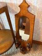 Wood Accent Table and Mirror Wall Sconces