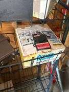 Cart with Assorted Items: Wagner Power Painter, Staple Pack, and More