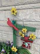 Handmade Garden Decorations: Mushroom Statue and Cardinal Flower Display