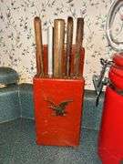 Kitchen Lot: Red Canisters, Knife Block Set, Apple Mugs